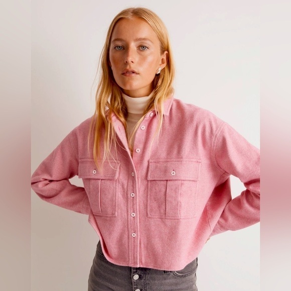 Madewell Jackets & Blazers - Madewell Flannel Cargo Button-Up Shirt in Nouveau Pink Melange. Size M